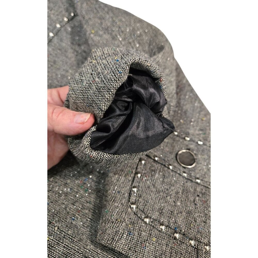 Vtg 90s Blazer Moto Gray Weave Multi Color Specs Silver Studs & Thread M Mishca - Picture 15 of 15